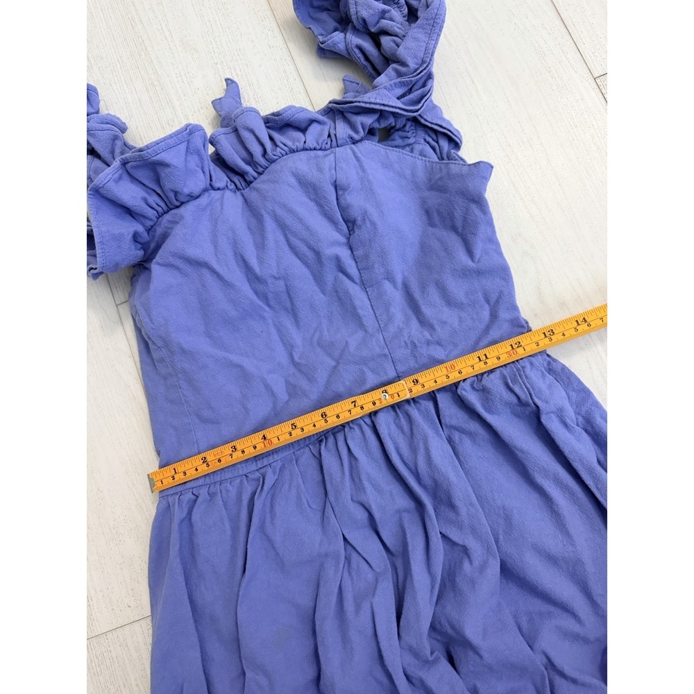 Free People Ruffle It Up Midi Dress Tie Back 100% Cotton Boho Size M Blue - Picture 9 of 10